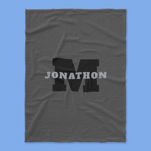 Your Name or Business Name Modern Masculine Grey Fleece Blanket