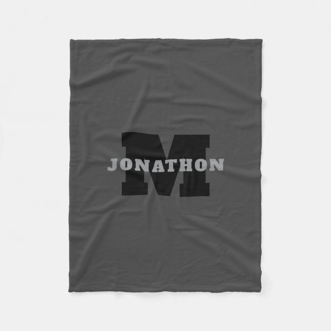 Your Name or Business Name | Modern Masculine Grey Fleece Blanket (Front)