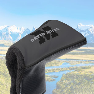 Your Name or Business Name Modern Masculine Grey Golf Head Cover