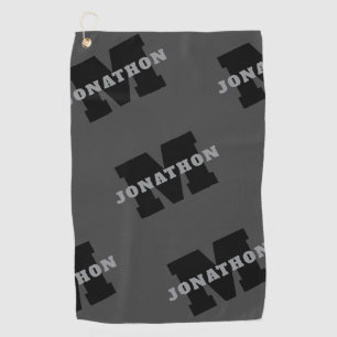 Your Name or Business Name   Modern Masculine Grey Golf Towel