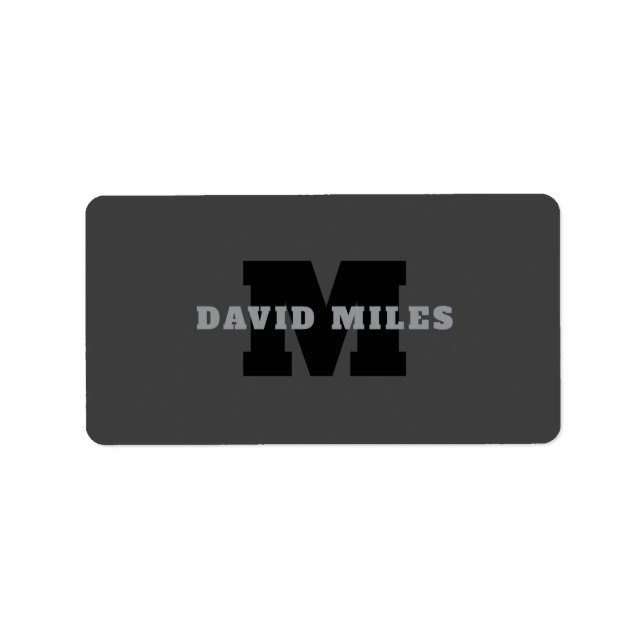 Your Name or Business Name | Modern Masculine Grey Label (Front)