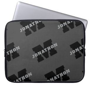 Your Name or Business Name   Modern Masculine Grey Laptop Sleeve