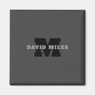 Your Name or Business Name   Modern Masculine Grey Magnet