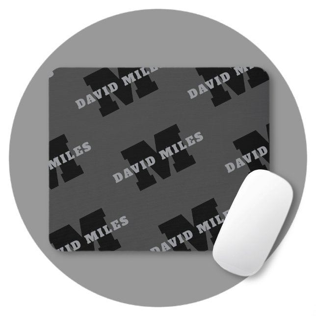 Your Name or Business Name | Modern Masculine Grey Mouse Mat (Creator Uploaded)