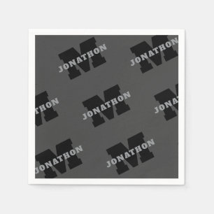 Your Name or Business Name Modern Masculine Grey Napkin