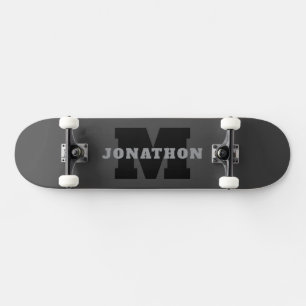 Your Name or Business Name   Modern Masculine Grey Skateboard
