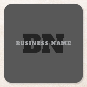 Your Name or Business Name   Modern Masculine Grey Square Paper Coaster