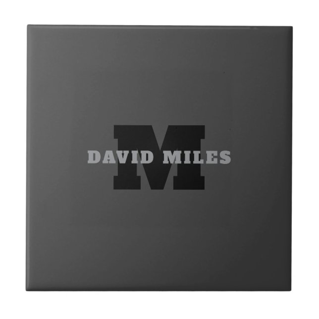 Your Name or Business Name | Modern Masculine Grey Tile (Front)