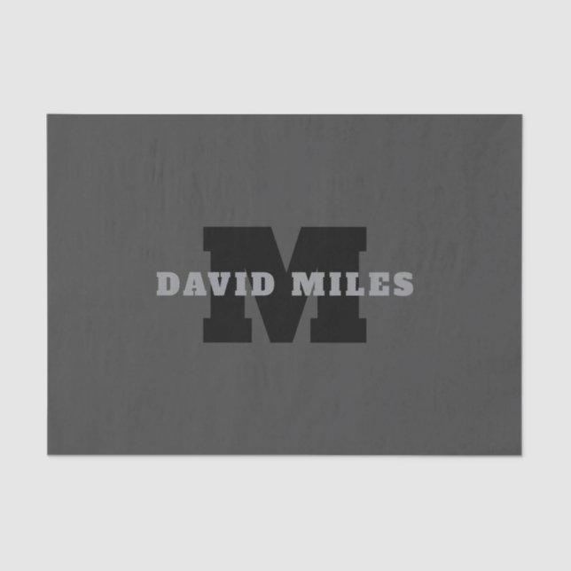 Your Name or Business Name | Modern Masculine Grey Tissue Paper (Front)