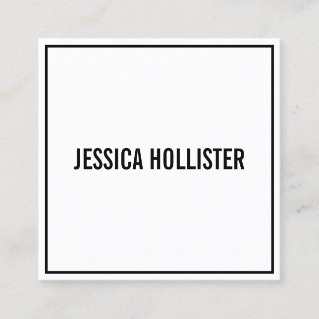 Your Name or Business's Name | Modern Black Border Square Business Card (Front)