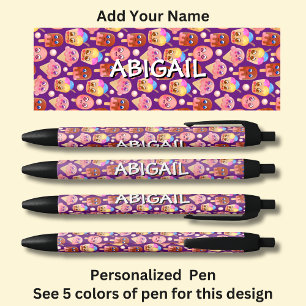 Your Name or Initials on Cute Ice Creams Design Black Ink Pen