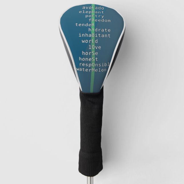 Your name or message with crossword puzzles? Blue Golf Head Cover (Front)
