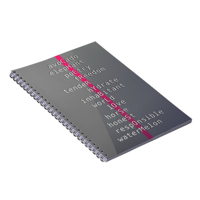 Your name or message with crossword puzzles? Gray Notebook (Right Side)