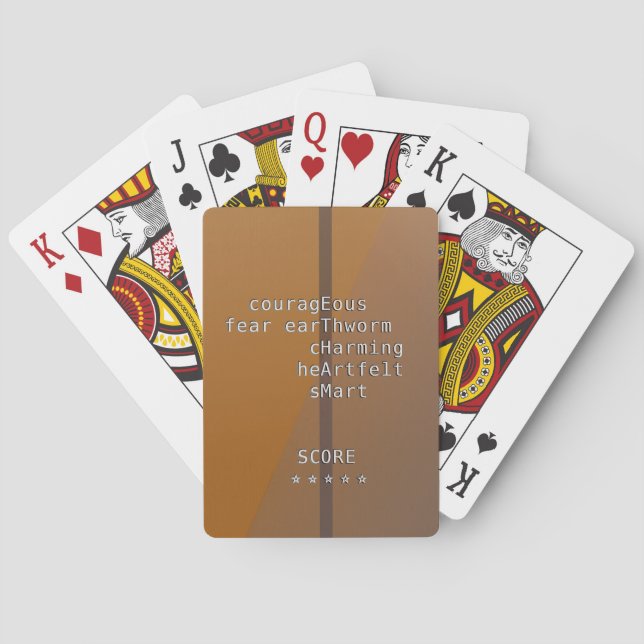 Your name or message with Crosswords? Over brown Playing Cards (Back)