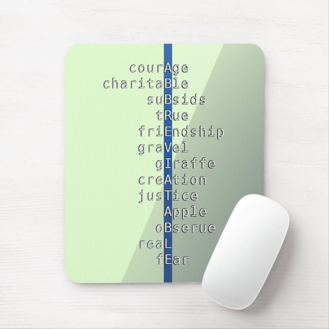 Your name or message with Crosswords? Over green Mouse Mat (With Mouse)