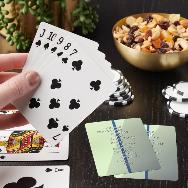 Your name or message with Crosswords? Over green  Playing Cards (In Situ)