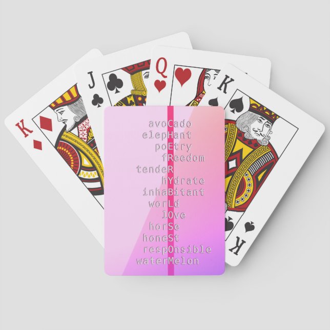 Your name or message with crosswords? Over pink Playing Cards (Back)