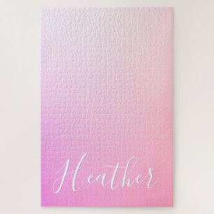Your Name or Word   Pink Ombre Gradation Jigsaw Puzzle