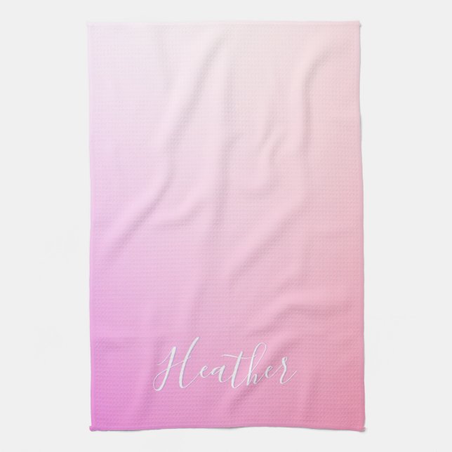 Your Name or Word | Pink Ombre Gradation Tea Towel (Vertical)