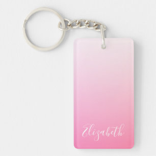 Your Name or Word   Pretty Pink Ombre Gradient Key Ring