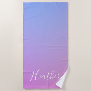 Your Name or Word   Purple Pink & Blue Gradient Beach Towel