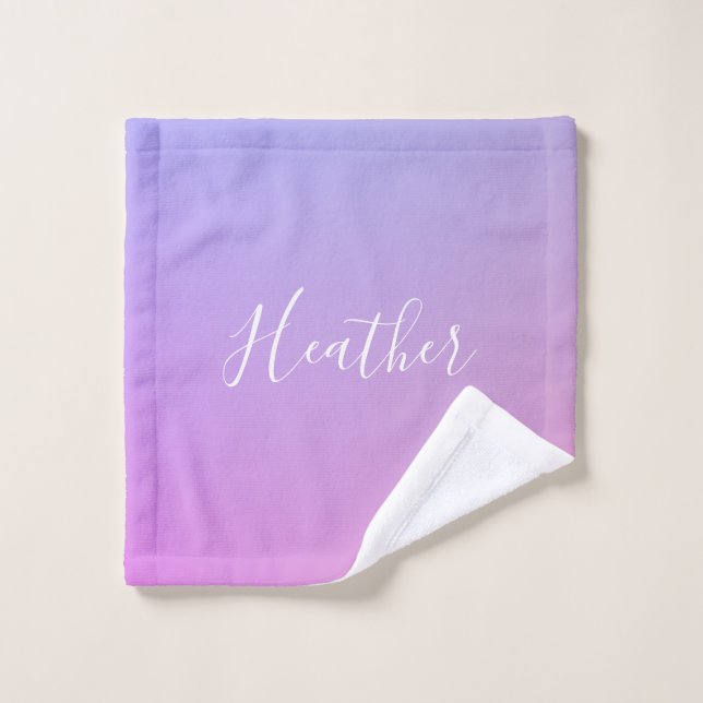 Your Name or Word | Purple Pink & Blue Gradient Wash Cloth (Wash Cloth)