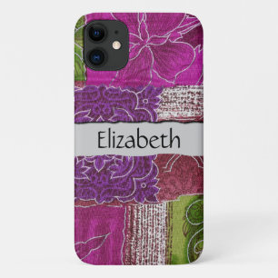 Your Name - Patchwork, Flowers, Swirls - Pink iPhone 11 Case