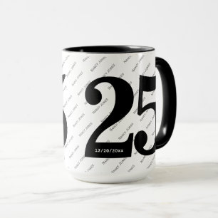 Your Name Pattern - Black & White - Bold 25 Mug