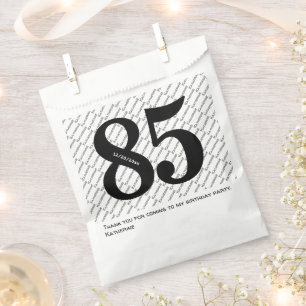 Your Name Pattern Bold Black Age 85 Number Date Favour Bags