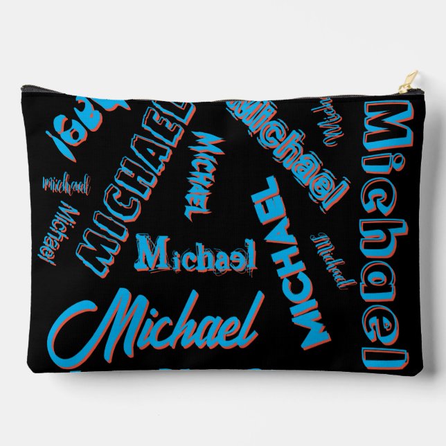 Your name pattern monogram blue red black colour accessory pouch (Back)