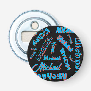 Your name pattern monogram blue red black colour bottle opener