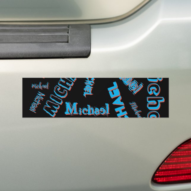Your name pattern monogram blue red black colour bumper sticker (On Car)