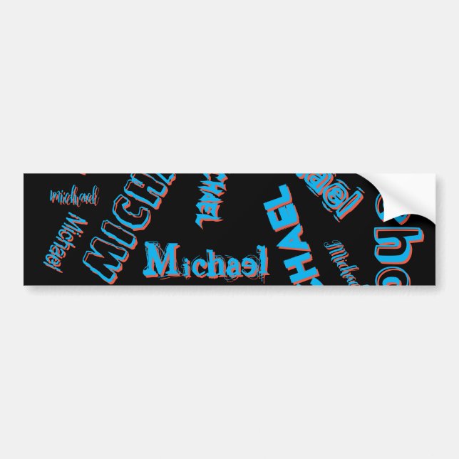Your name pattern monogram blue red black colour bumper sticker (Front)