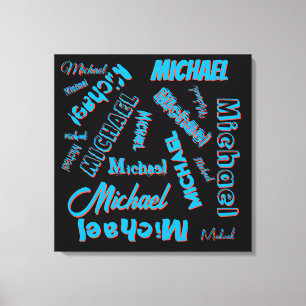Your name pattern monogram blue red black colour canvas print