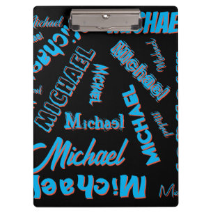 Your name pattern monogram blue red black colour clipboard