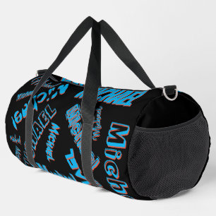 Your name pattern monogram blue red black colour duffle bag