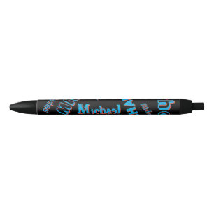 Your name pattern monogram blue red black colour ink pen