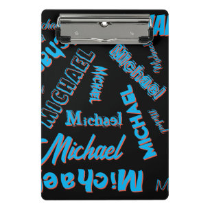 Your name pattern monogram blue red black colour mini clipboard
