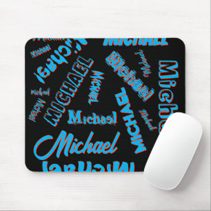 Your name pattern monogram blue red black colour mouse mat