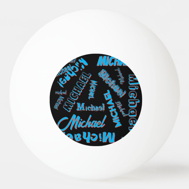 Your name pattern monogram blue red black colour ping pong ball (Front)