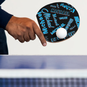 Your name pattern monogram blue red black colour ping pong paddle