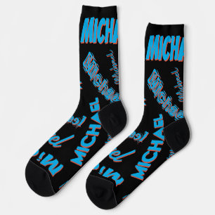 Your name pattern monogram blue red black colour socks