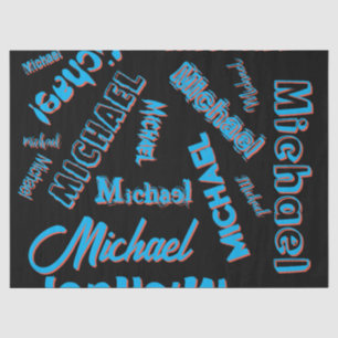 Your name pattern monogram blue red black colour tissue paper