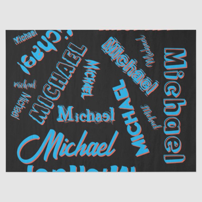 Your name pattern monogram blue red black colour tissue paper (Front)