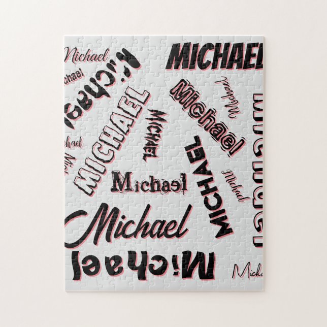 Your name pattern monogram rose color shadow jigsaw puzzle (Vertical)