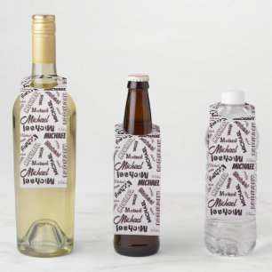 Your name pattern monogram rose colour shadow bottle tag