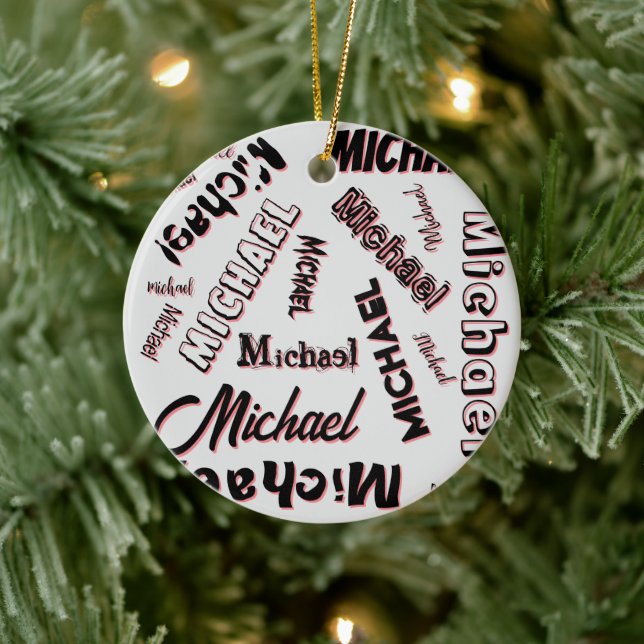 Your name pattern monogram rose colour shadow ceramic tree decoration (Tree)