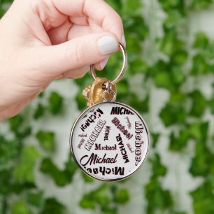 Your name pattern monogram rose colour shadow key ring