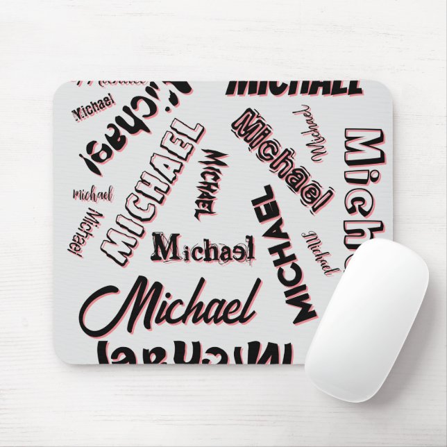 Your name pattern monogram rose colour shadow mouse mat (With Mouse)