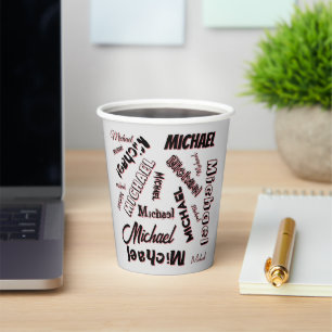 Your name pattern monogram rose colour shadow paper cups